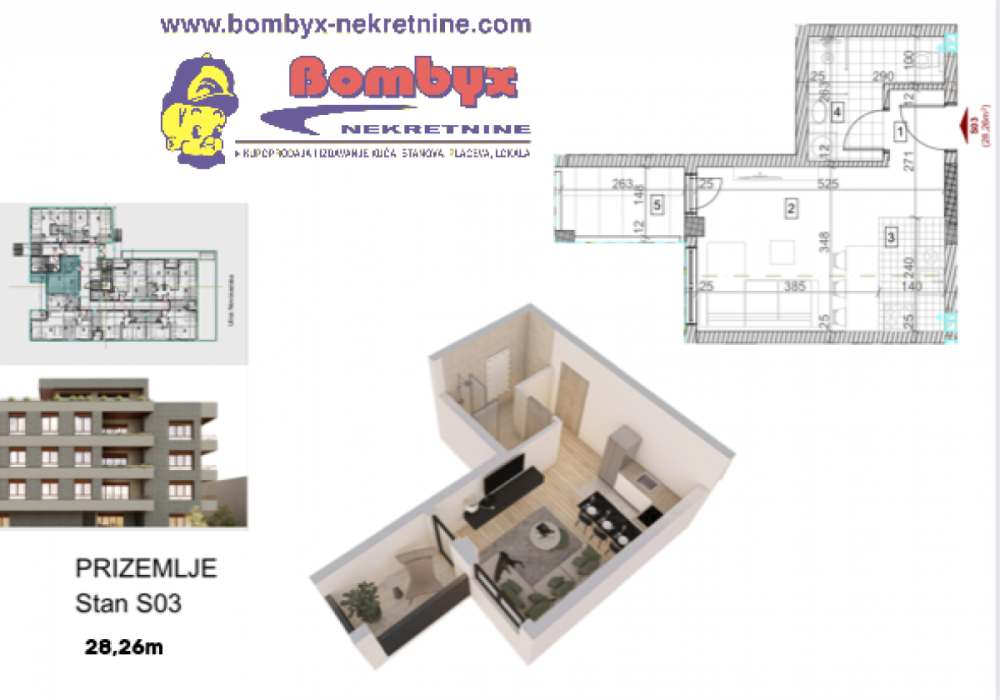 Slika 3 - Jednosoban stan na prodaju, 28m2, 69.200€