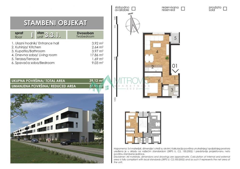 Glavna slika -Dvosoban stan na prodaju, 38m2, 74.550€