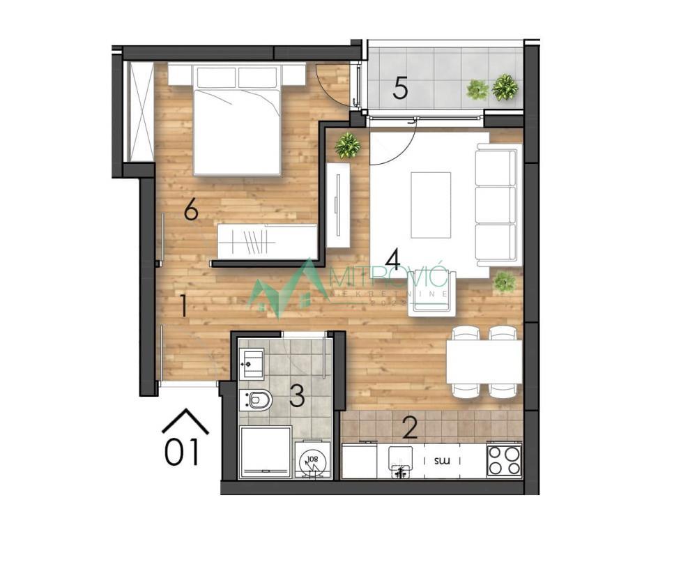 Glavna slika -Jednoiposoban stan na prodaju, 41m2, 114.890€