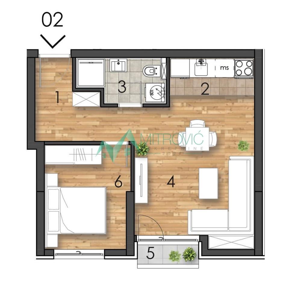 Glavna slika -Jednoiposoban stan na prodaju, 40m2, 111.630€