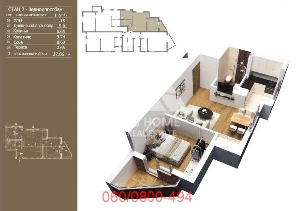 Glavna slika -Veletinska, Jednoiposoban stan na prodaju, 37m2, 81.532€