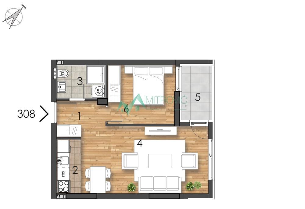 Glavna slika -Jednoiposoban stan na prodaju, 44m2, 127.790€
