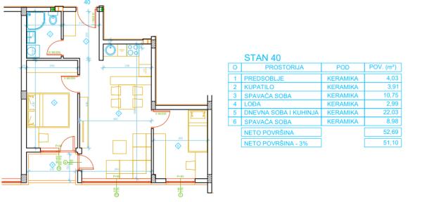 Slika 1 - Dvoiposoban stan na prodaju, 51m2, 84.320€