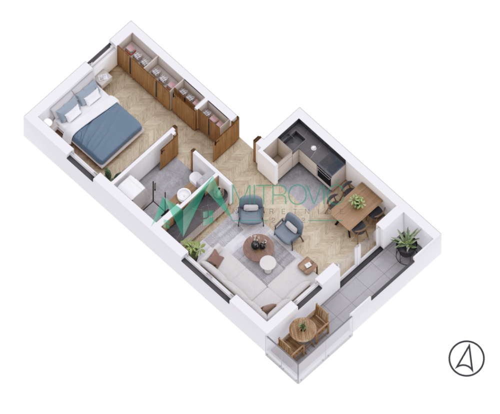 Glavna slika -Jednoiposoban stan na prodaju, 48m2, 93.200€