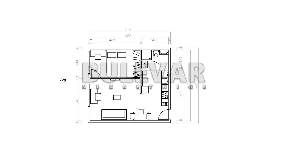 Slika 1 - Tolstojeva, Jednoiposoban stan na prodaju, 45m2, 72.000€