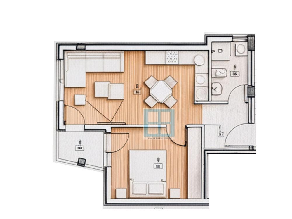 Glavna slika -Jednoiposoban stan na prodaju, 40.82m2, 67.350€