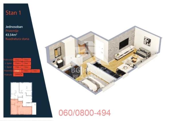 Slika 1 - Pašmanska, Jednoiposoban stan na prodaju, 44m2, 148.036€