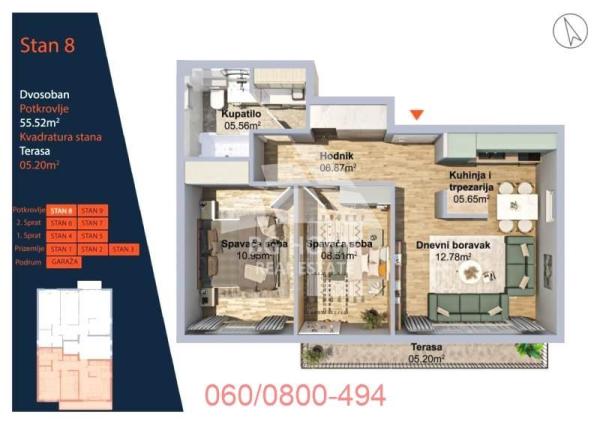 Slika 1 - Pašmanska, Trosoban stan na prodaju, 56m2, 185.992€