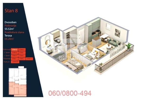 Slika 2 - Pašmanska, Trosoban stan na prodaju, 56m2, 185.992€