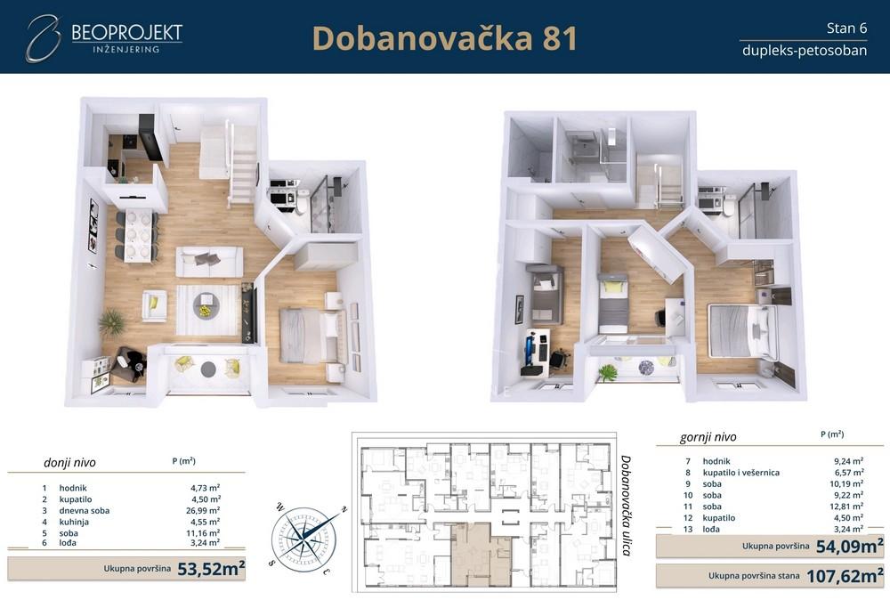 Slika 2 - Dobanovačka, Petosoban stan na prodaju, 92m2, 327.500€