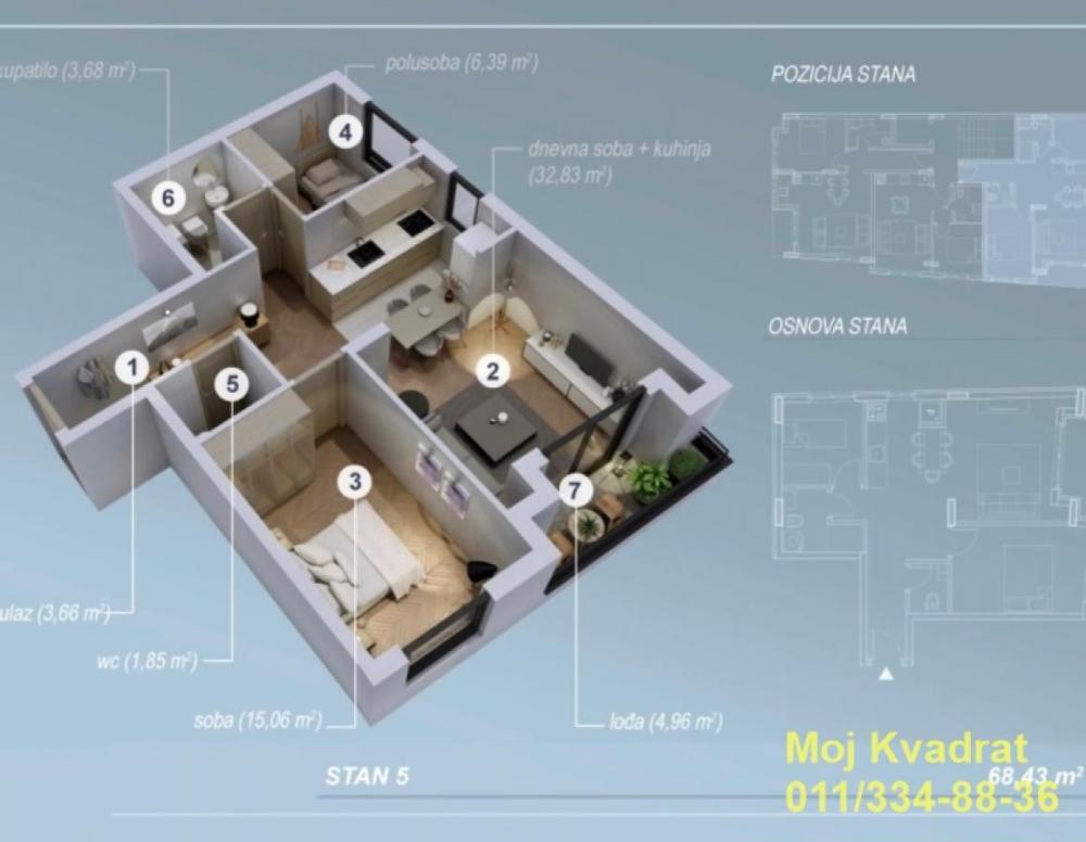 Slika 3 - Trosoban stan na prodaju, 69m2, 202.500€