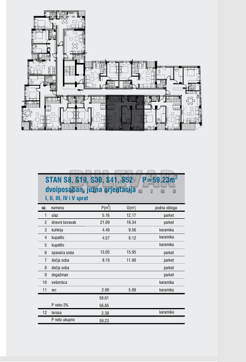 Slika 2 - Cetinjska, Dvoiposoban stan na prodaju, 59m2, 142.155€