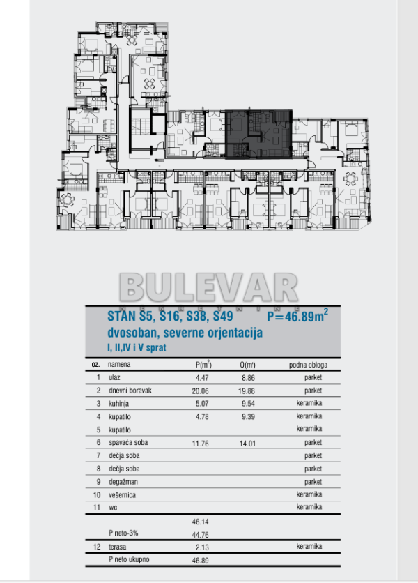 Slika 1 - Cetinjska, Dvosoban stan na prodaju, 46m2, 114.880€