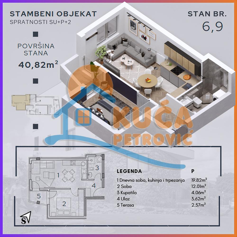 Slika 2 - Durmitorska, Dvosoban stan na prodaju, 40m2, 67.350€