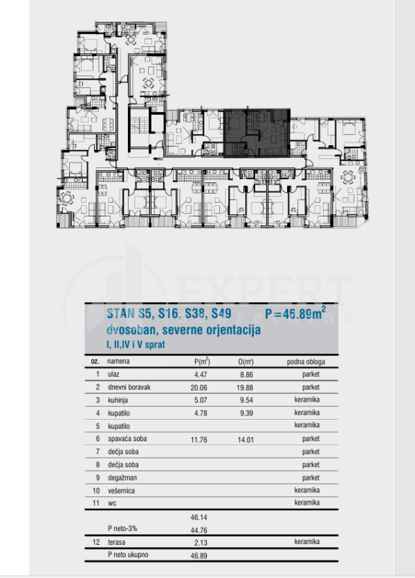 Slika 1 - Cetinjska, Dvosoban stan na prodaju, 46m2, 114.880€