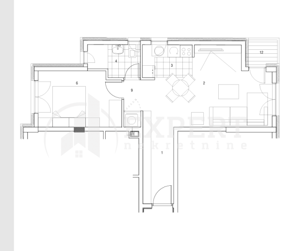 Slika 1 - Cetinjska, Dvosoban stan na prodaju, 45m2, 112.357€