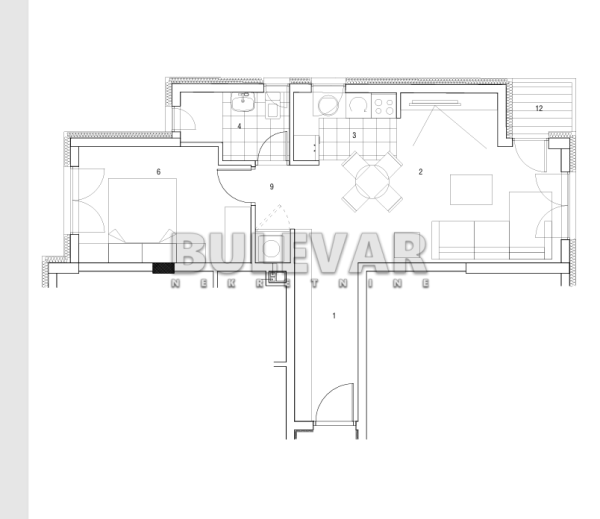 Slika 1 - Cetinjska, Dvosoban stan na prodaju, 45m2, 112.357€