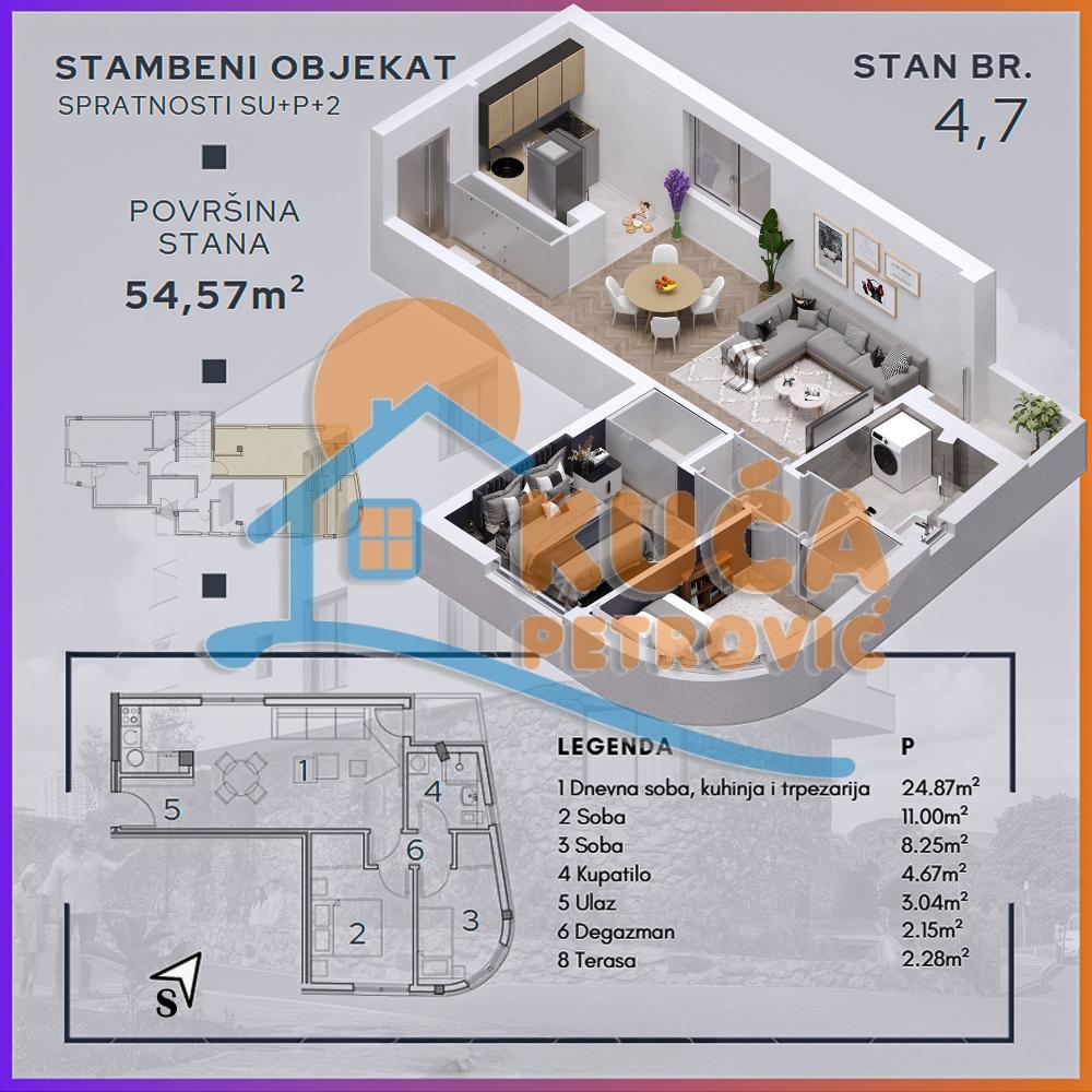 Slika 2 - Durmitorska, Dvoiposoban stan na prodaju, 54m2, 90.000€