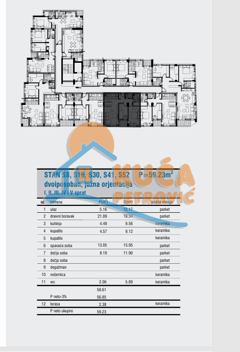 Slika 2 - Cetinjska, Dvoiposoban stan na prodaju, 59m2, 142.155€