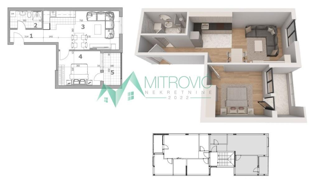 Glavna slika -Jednoiposoban stan na prodaju, 45m2, 91.900€