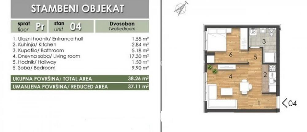 Glavna slika -Dvosoban stan na prodaju, 37m2, 95.600€