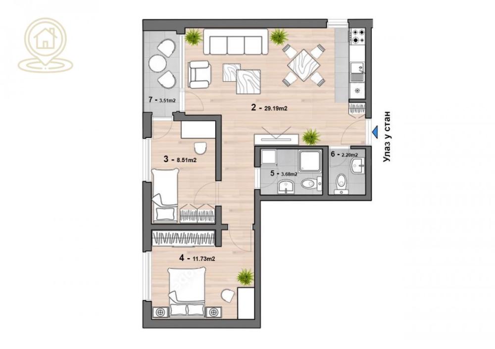 Slika 4 - Jednoiposoban stan na prodaju, 45m2, 85.000€