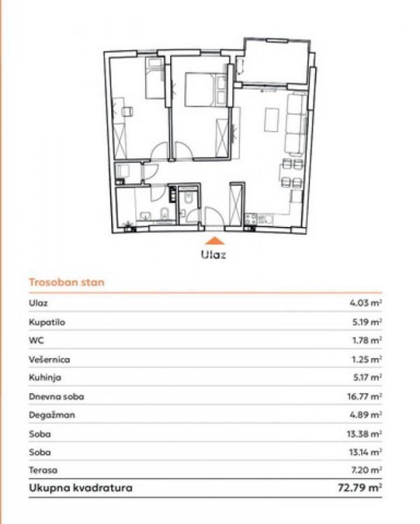 Slika 1 - Trosoban stan na prodaju, 73m2, 244.400€