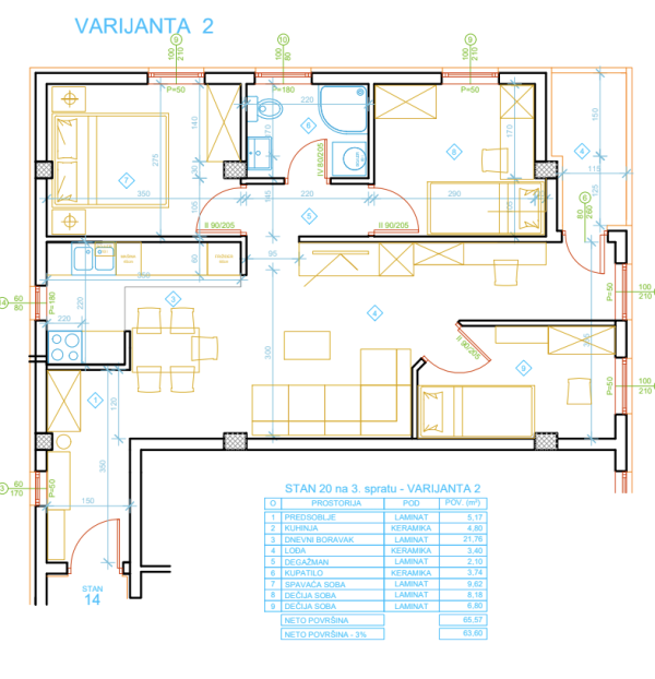 Slika 1 - Trosoban stan na prodaju, 63.60m2, 110.030€