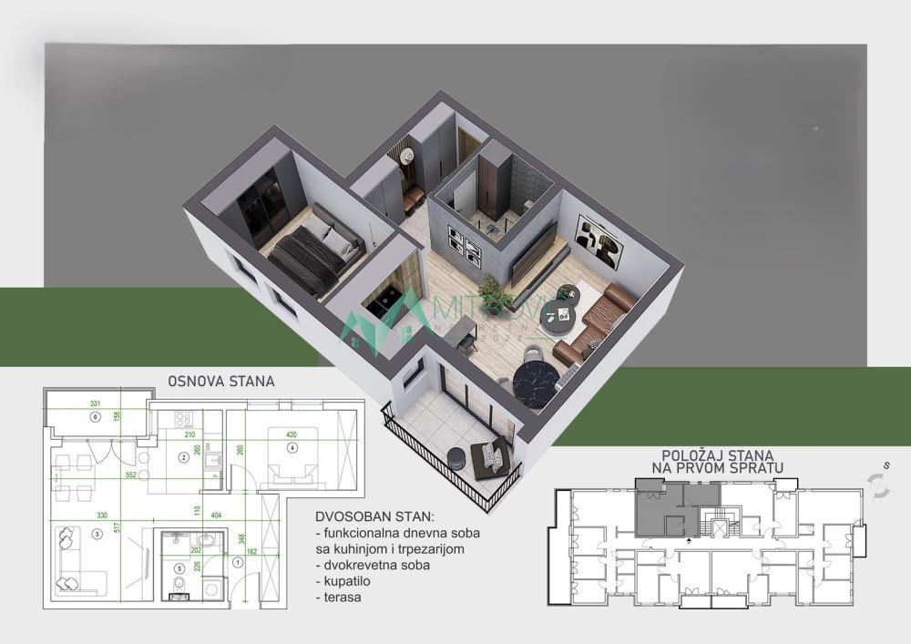 Glavna slika -Dvosoban stan na prodaju, 51m2, 102.290€