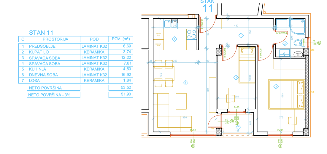 Slika 1 - Dvoiposoban stan na prodaju, 51.90m2, 85.635€