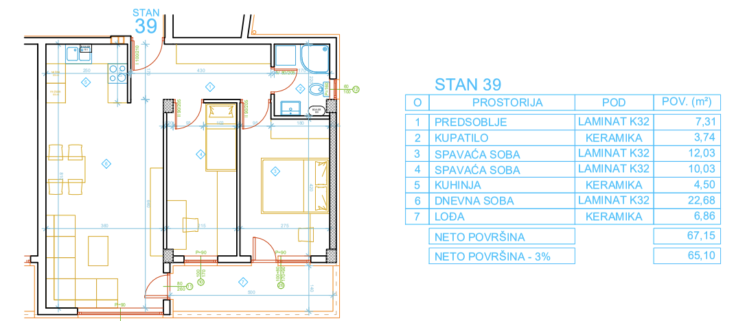 Glavna slika -Dvoiposoban stan na prodaju, 65.10m2, 107.415€