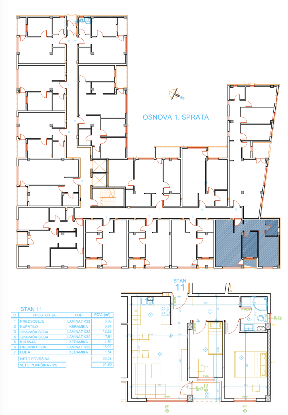Glavna slika -Palilula, Dvoiposoban stan na prodaju, 51.9m2, 85.635€