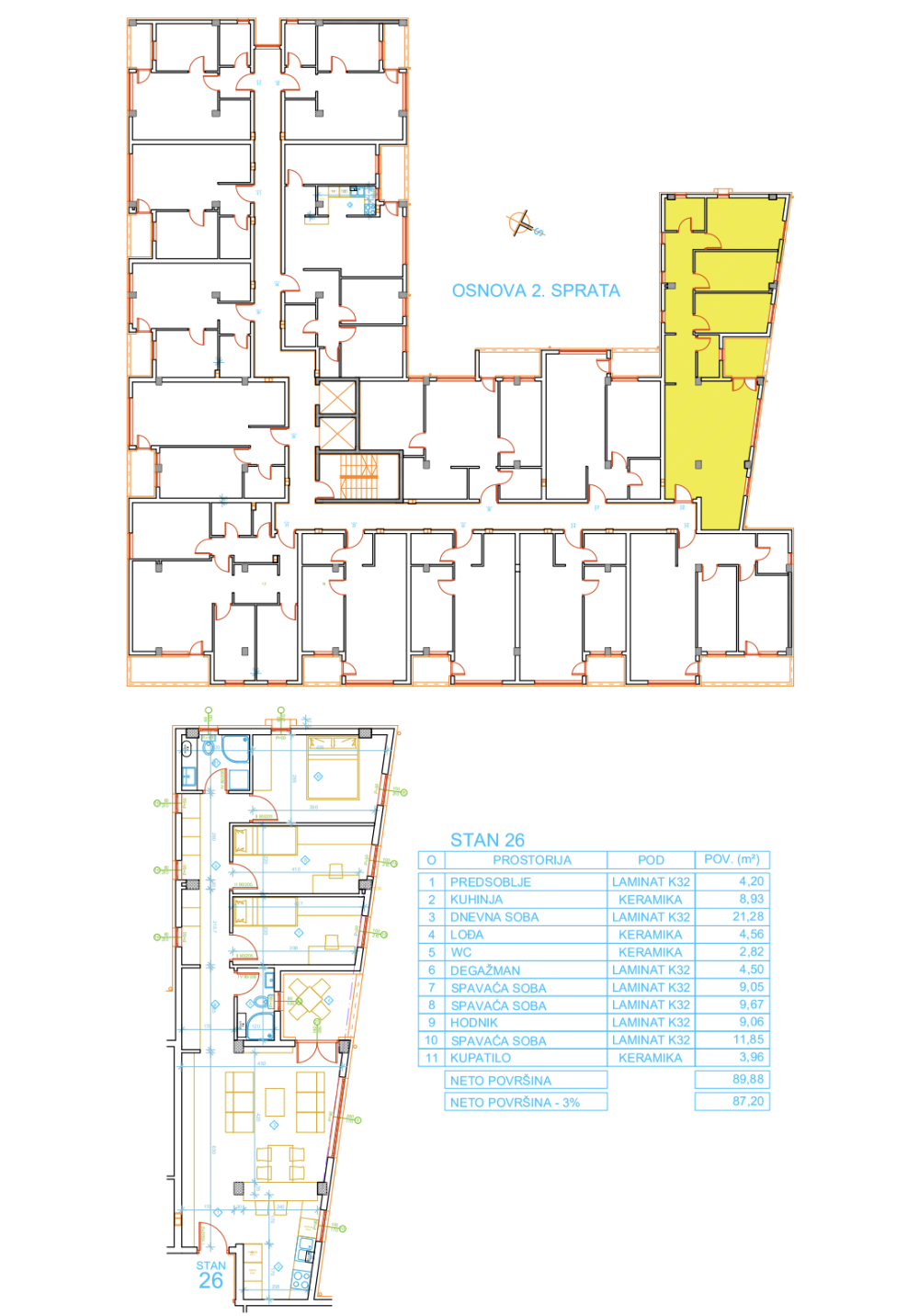 Glavna slika -Palilula, Četvoroiposoban stan na prodaju, 87.2m2, 143.880€
