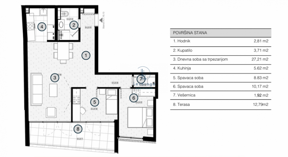 Slika 3 - Trosoban stan na prodaju, 73m2, 288.587€