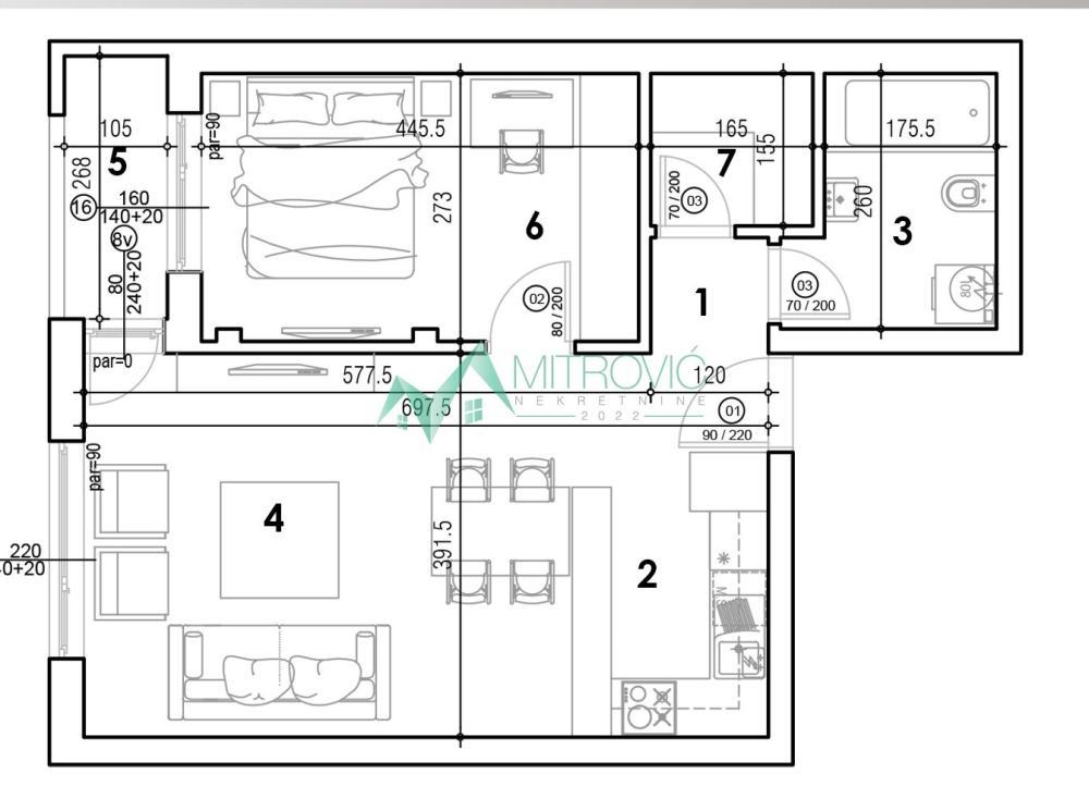 Glavna slika -Jednoiposoban stan na prodaju, 51m2, 129.300€