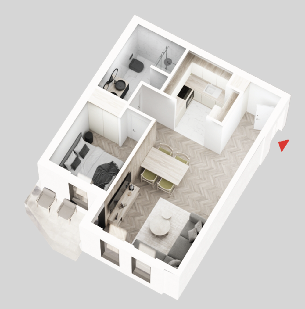 Glavna slika -U blizini Mokranjčeve ulice, Jednoiposoban stan na prodaju, 46.82m2, 79.684€