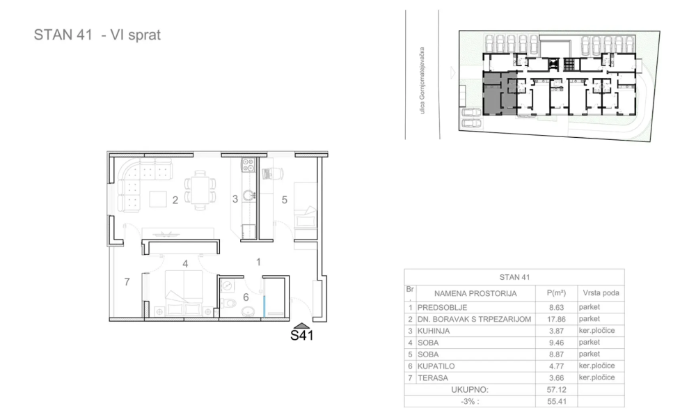 Glavna slika -Pantelej, Dvoiposoban stan na prodaju, 55.41m2, 99.740€