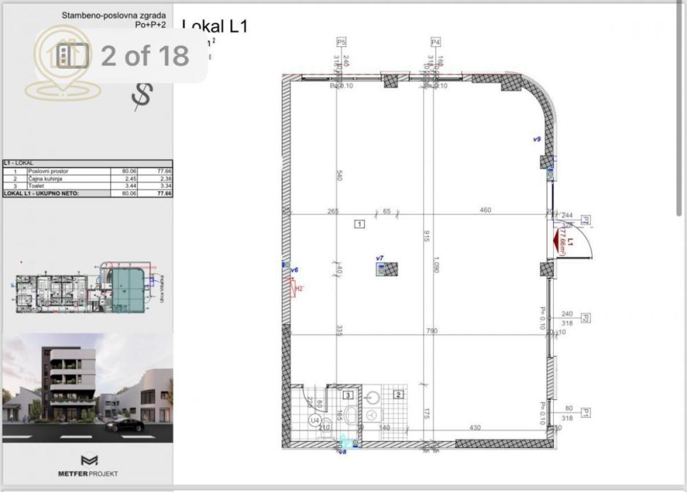 Glavna slika - Lokal za izdavanje, 77m2, 1.000€