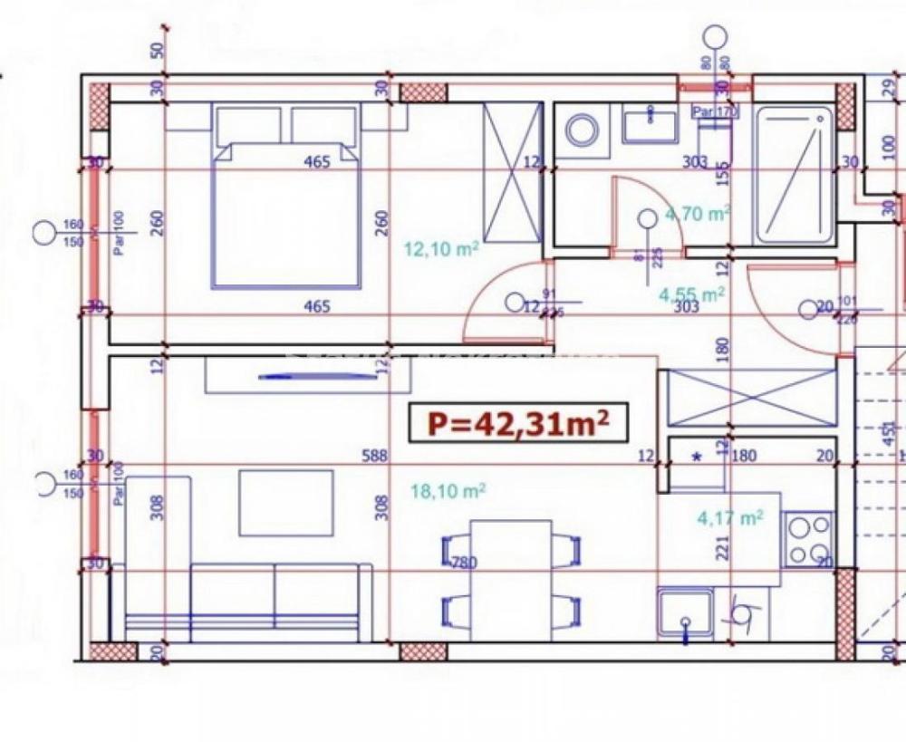 Glavna slika -Dvosoban stan na prodaju, 42m2, 65.400€
