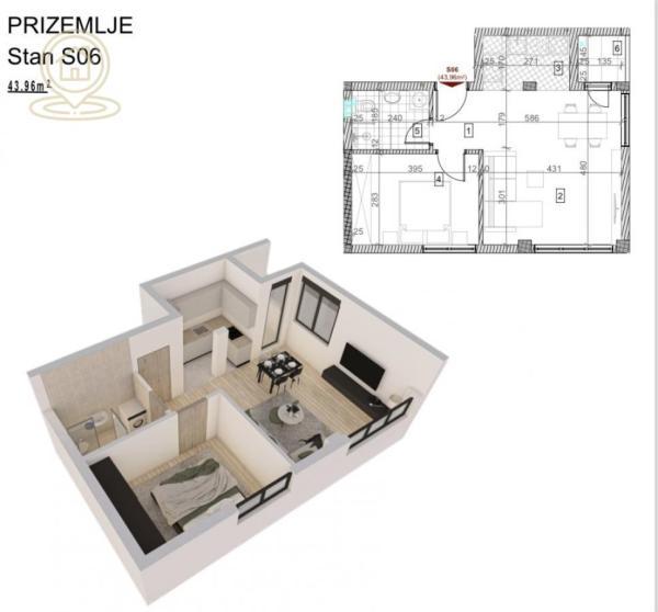 Glavna slika -Dvosoban stan na prodaju, 43m2, 107.702€