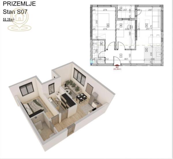 Glavna slika -Trosoban stan na prodaju, 50m2, 120.936€