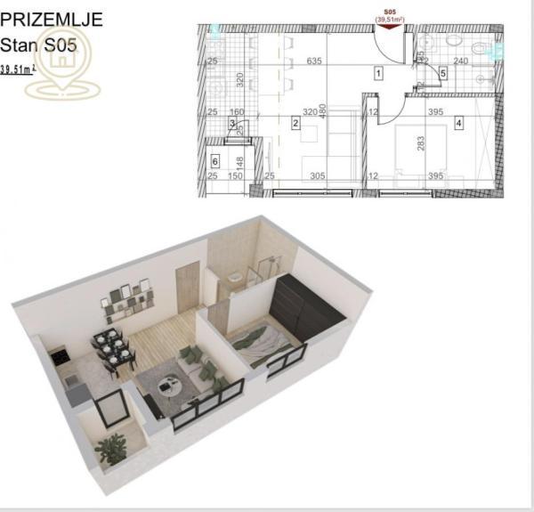 Glavna slika -Dvosoban stan na prodaju, 39m2, 98.775€