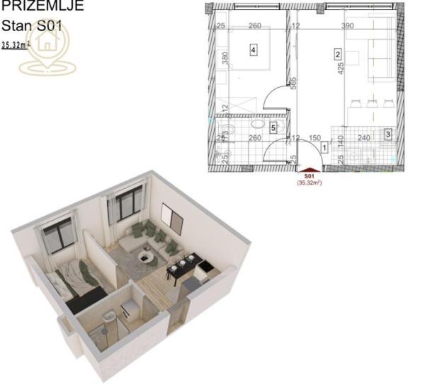 Glavna slika -Dvosoban stan na prodaju, 35m2, 88.300€