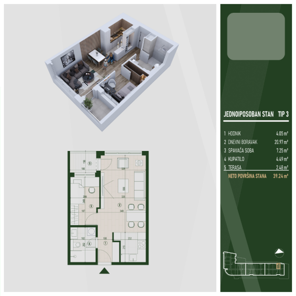 Glavna slika -U blizini Kliničkog, Jednoiposoban stan na prodaju, 39.24m2, 84.601€