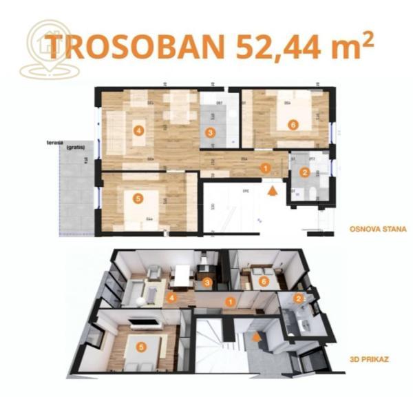 Glavna slika -Trosoban stan na prodaju, 52m2, 117.990€