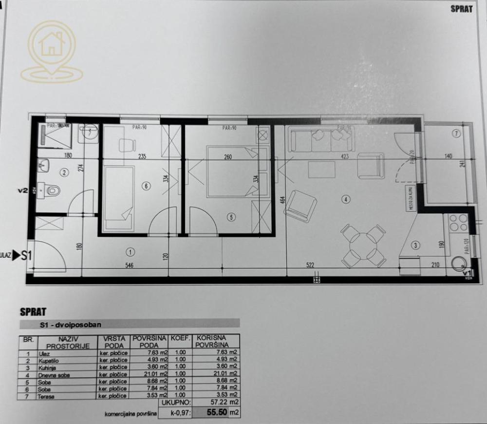 Slika 2 - Dvoiposoban stan na prodaju, 55m2, 108.220€