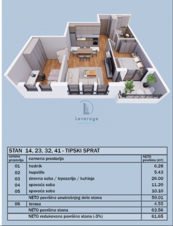 Glavna slika -Dvoiposoban stan na prodaju, 62m2, 75.660€