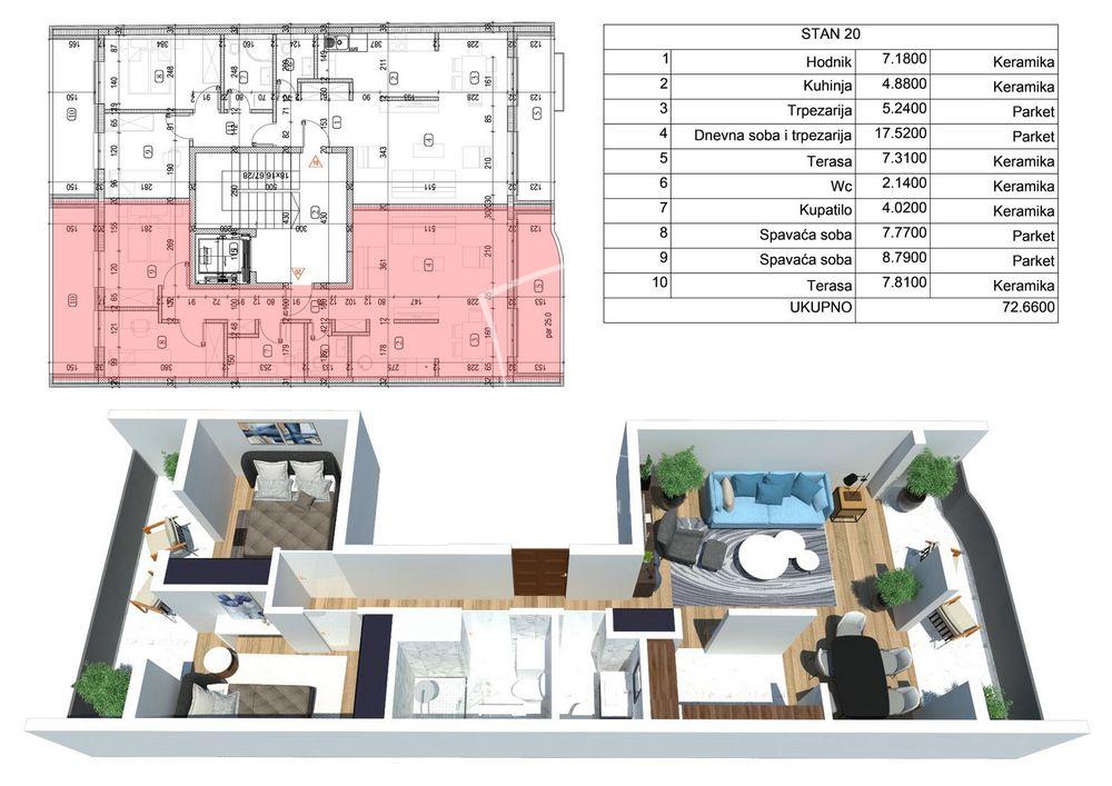 Slika 4 - Ozrenska, Dvoiposoban stan na prodaju, 73m2, 345.763€