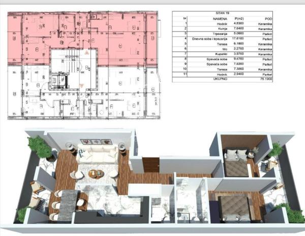 Slika 5 - Ozrenska, Dvoiposoban stan na prodaju, 75m2, 354.669€