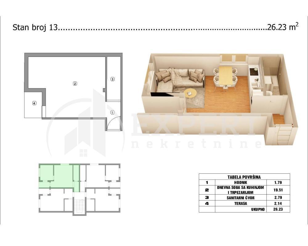Glavna slika -Pribojska,  Stan na prodaju, 26m2, 47.500€